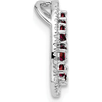 14K White Gold Polished Diamond and Garnet Heart Pendant with Prong Set Round Stones - 0.87 Carat Total Weight by Oro Pregiato