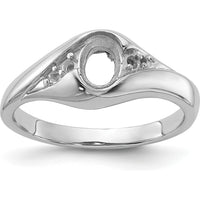 14K White Gold Polished Diamond & Oval Gemstone Ring Mounting - 0.058 Carat Diamond Weight by Oro Pregiato