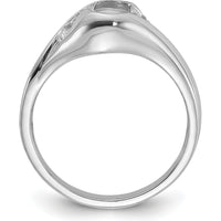 14K White Gold Polished Diamond & Oval Gemstone Ring Mounting - 0.058 Carat Diamond Weight by Oro Pregiato