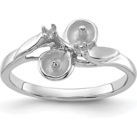 14K White Gold Polished Diamond & Pearl Ring Mounting - 2mm Band Width, 11mm x 10mm Top by Monteluci Fine Jewelry
