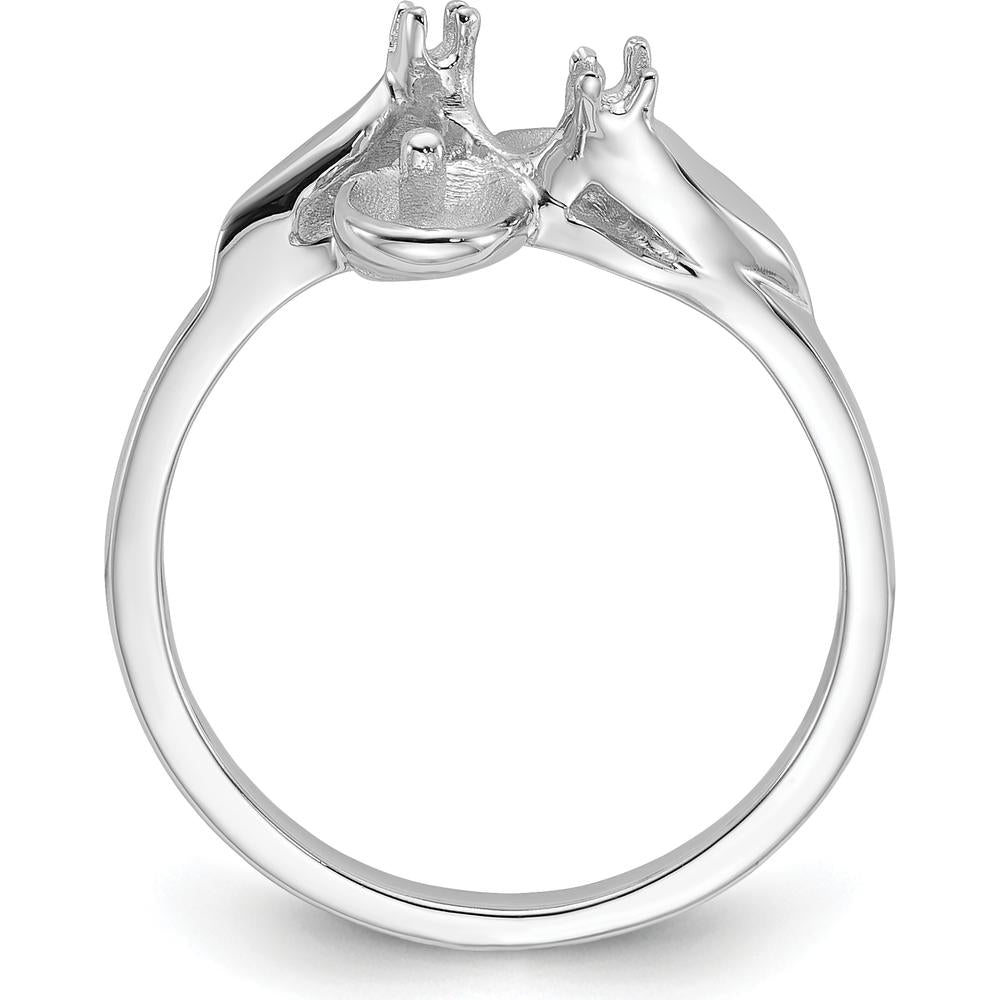 14K White Gold Polished Diamond & Pearl Ring Mounting - 2mm Band Width, 11mm x 10mm Top by Monteluci Fine Jewelry