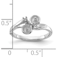 14K White Gold Polished Diamond & Pearl Ring Mounting - 2mm Band Width, 11mm x 10mm Top by Monteluci Fine Jewelry