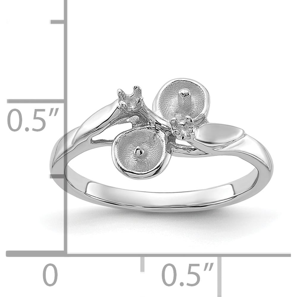 14K White Gold Polished Diamond & Pearl Ring Mounting - 2mm Band Width, 11mm x 10mm Top by Monteluci Fine Jewelry