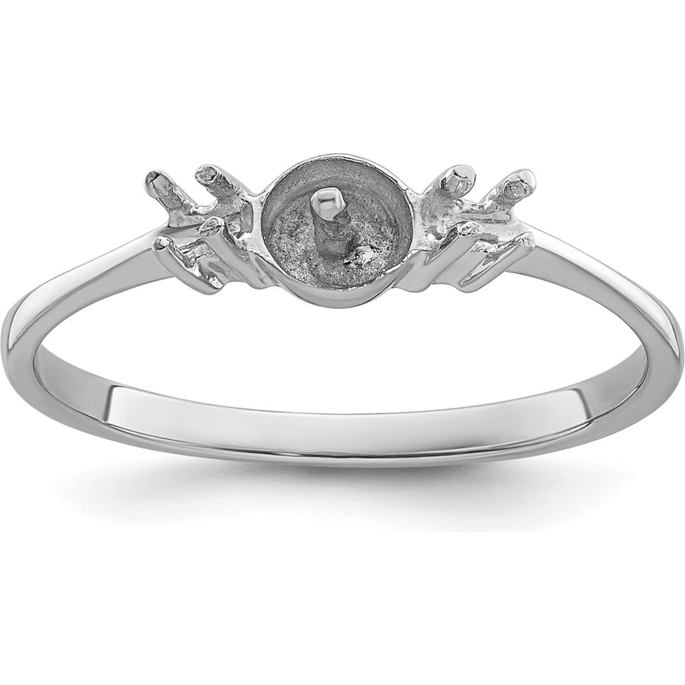 14K White Gold Polished Diamond & Pearl Ring Mounting - 2mm Band Width by Monteluci Fine Jewelry