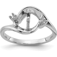 14K White Gold Polished Diamond & Pearl Ring Mounting - 7mm Center Stone Size by Oro Pregiato