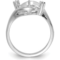 14K White Gold Polished Diamond & Pearl Ring Mounting - 7mm Center Stone Size by Oro Pregiato