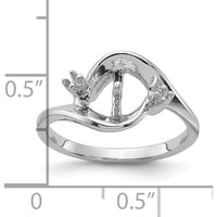 14K White Gold Polished Diamond & Pearl Ring Mounting - 7mm Center Stone Size by Oro Pregiato