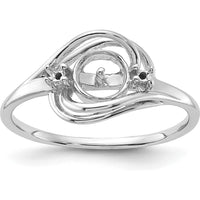 14K White Gold Polished Diamond & Pearl Ring Mounting - Customizable Design, Rhodium Plated by Monteluci Fine Jewelry