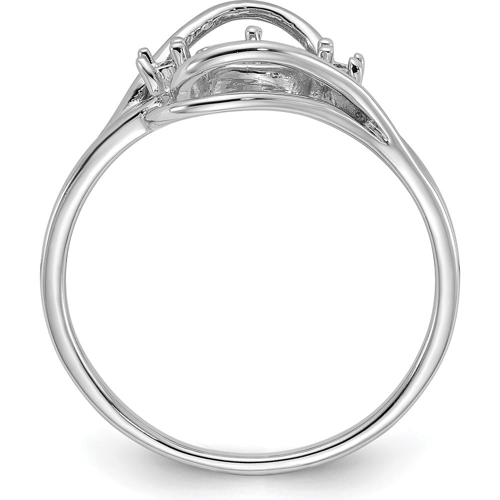 14K White Gold Polished Diamond & Pearl Ring Mounting - Customizable Design, Rhodium Plated by Monteluci Fine Jewelry