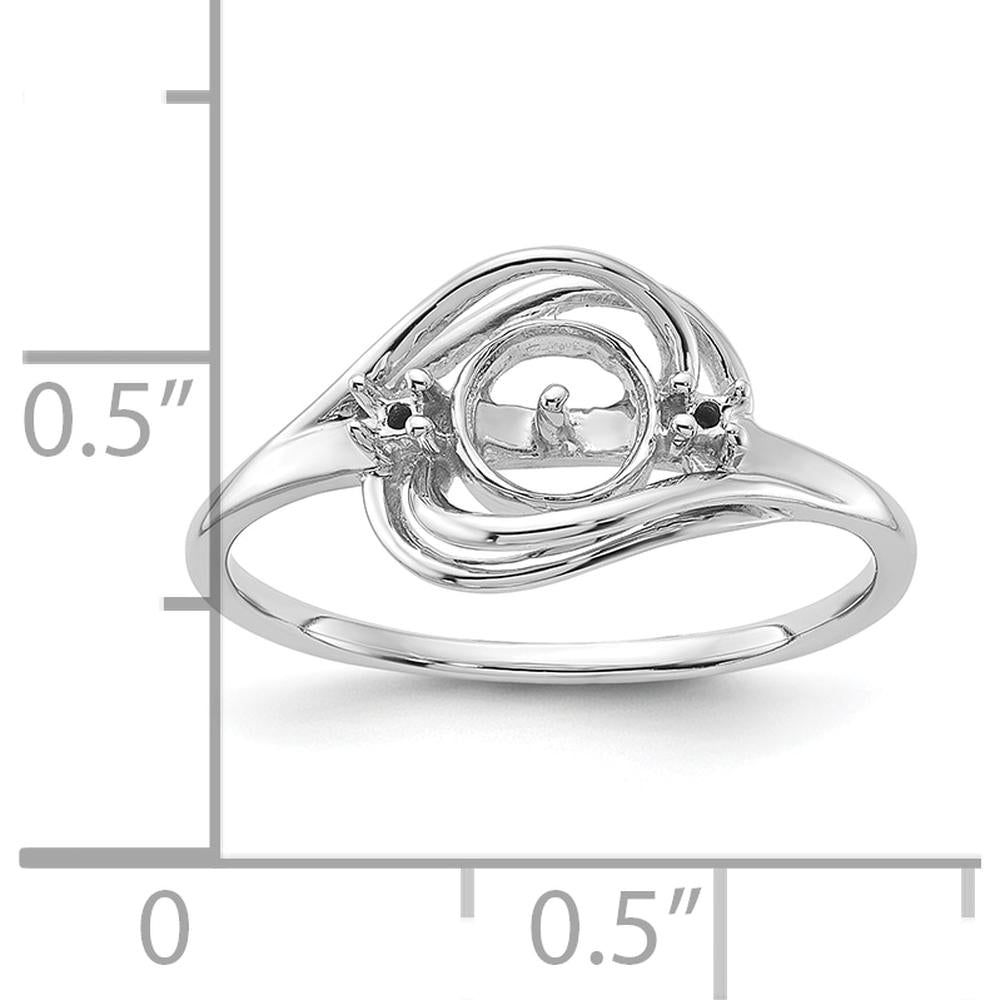 14K White Gold Polished Diamond & Pearl Ring Mounting - Customizable Design, Rhodium Plated by Monteluci Fine Jewelry