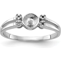 14K White Gold Polished Diamond & Pearl Ring Mounting with 4 Side Stone Settings - 1.1mm Stones by Oro Pregiato