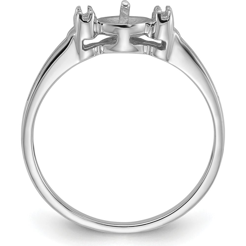 14K White Gold Polished Diamond & Pearl Ring Mounting with 4 Side Stone Settings - 1.1mm Stones by Oro Pregiato