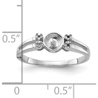 14K White Gold Polished Diamond & Pearl Ring Mounting with 4 Side Stone Settings - 1.1mm Stones by Oro Pregiato