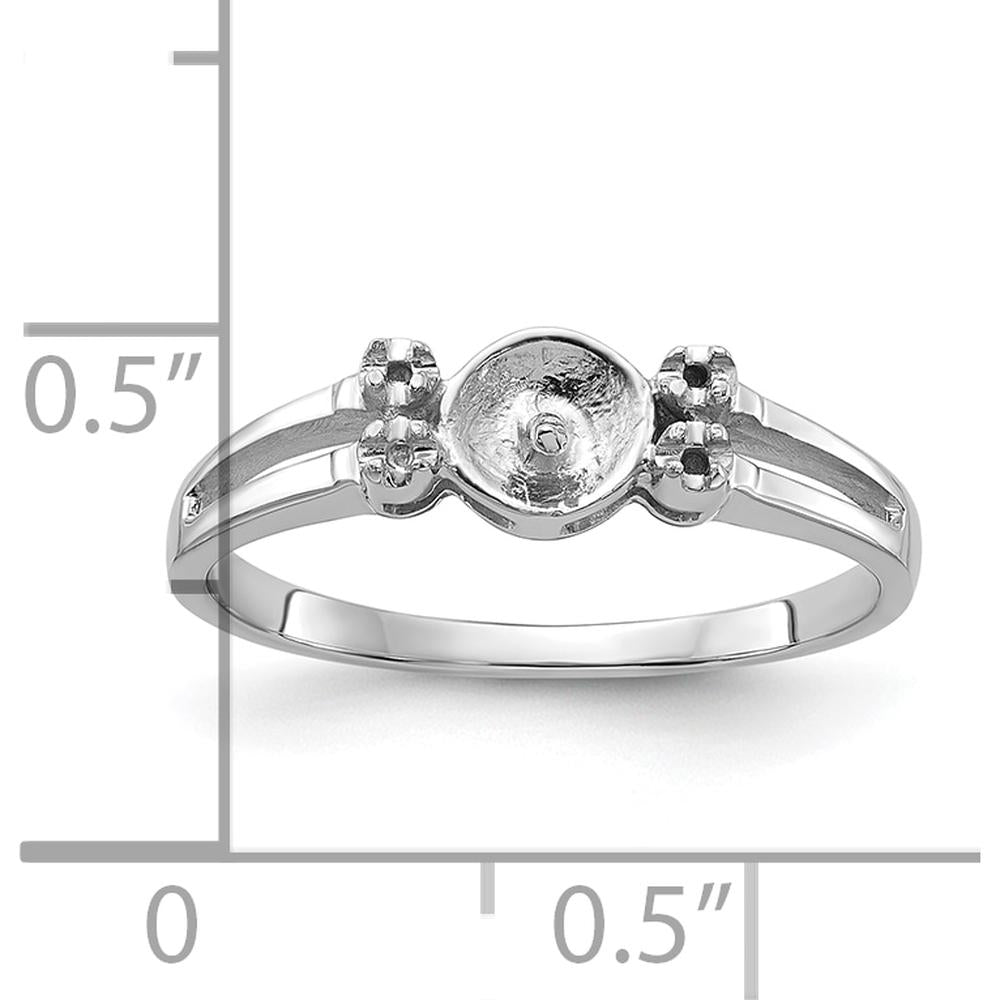 14K White Gold Polished Diamond & Pearl Ring Mounting with 4 Side Stone Settings - 1.1mm Stones by Oro Pregiato