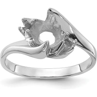 14K White Gold Polished Diamond & Pearl Ring Mounting with Rhodium Plating - 9mm Top Length by Monteluci Fine Jewelry