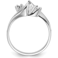 14K White Gold Polished Diamond & Pearl Ring Mounting with Rhodium Plating - 9mm Top Length by Monteluci Fine Jewelry