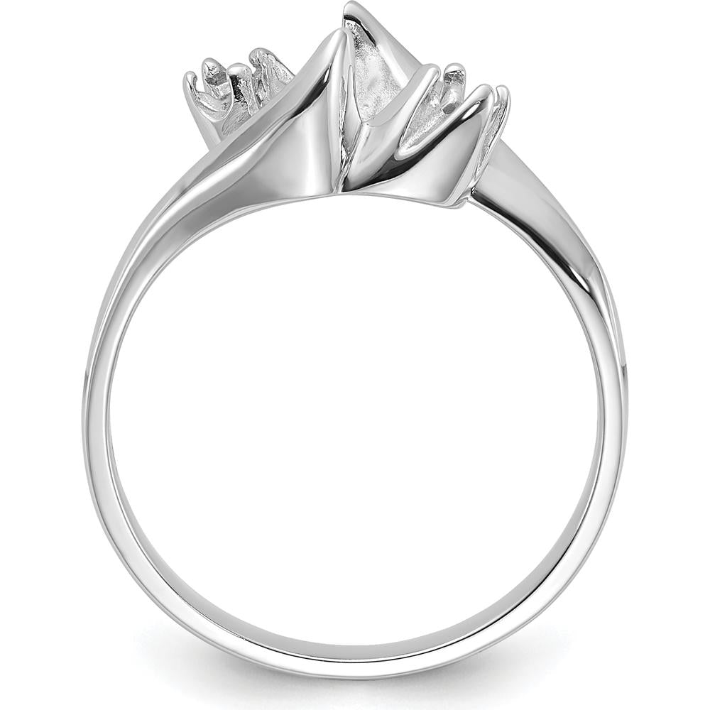 14K White Gold Polished Diamond & Pearl Ring Mounting with Rhodium Plating - 9mm Top Length by Monteluci Fine Jewelry