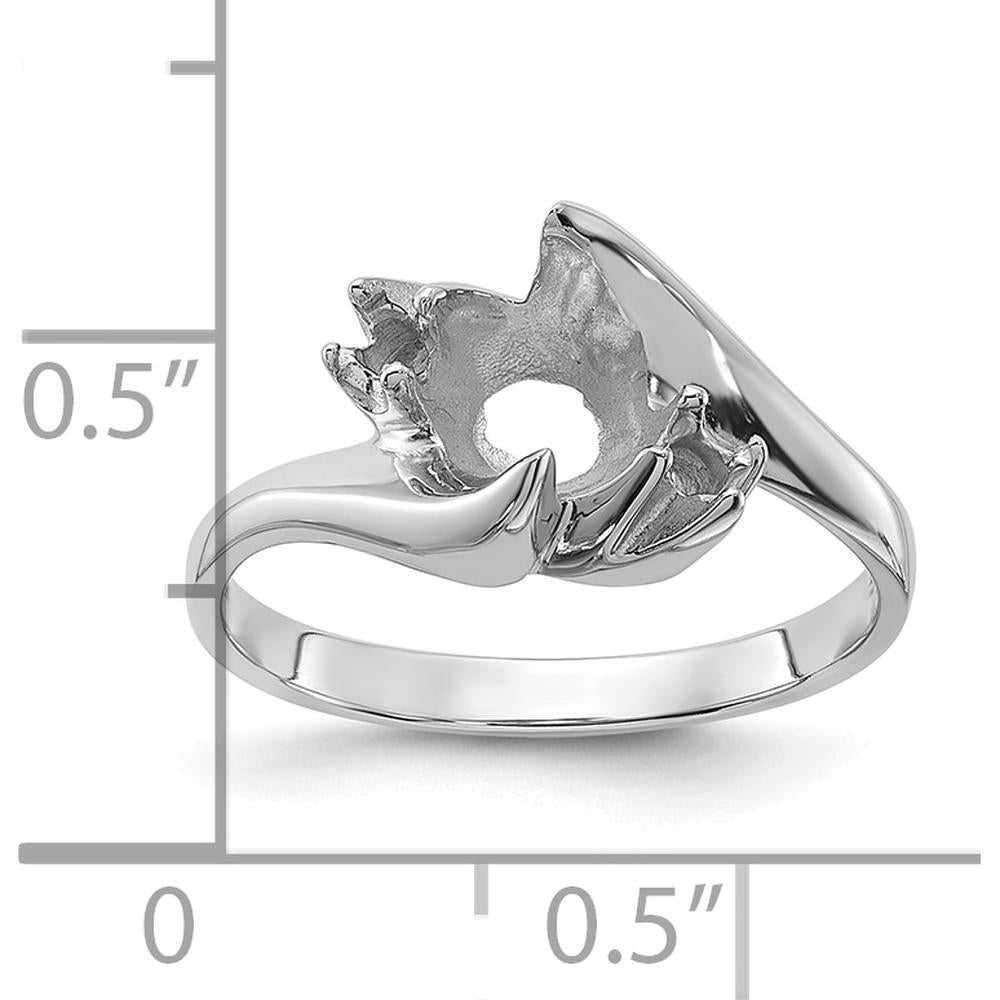 14K White Gold Polished Diamond & Pearl Ring Mounting with Rhodium Plating - 9mm Top Length by Monteluci Fine Jewelry