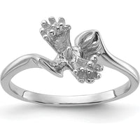 14K White Gold Polished Diamond & Pearl Ring Mounting with Rhodium Plating - Customizable Design Base by Monteluci Fine Jewelry