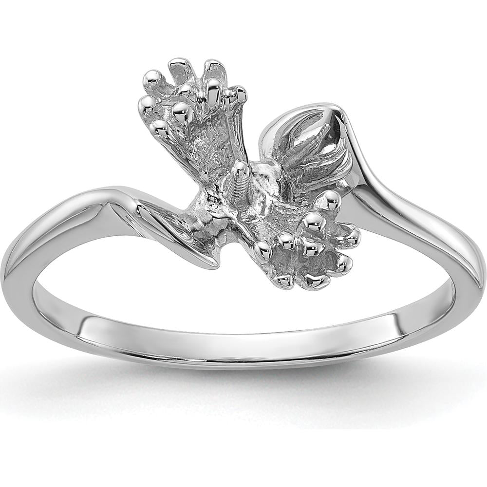 14K White Gold Polished Diamond & Pearl Ring Mounting with Rhodium Plating - Customizable Design Base by Monteluci Fine Jewelry