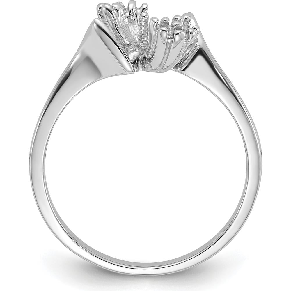 14K White Gold Polished Diamond & Pearl Ring Mounting with Rhodium Plating - Customizable Design Base by Monteluci Fine Jewelry