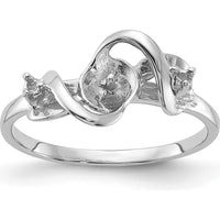 14K White Gold Polished Diamond & Pearl Ring Mounting with Tapered Band - Customizable Design by Monteluci Fine Jewelry