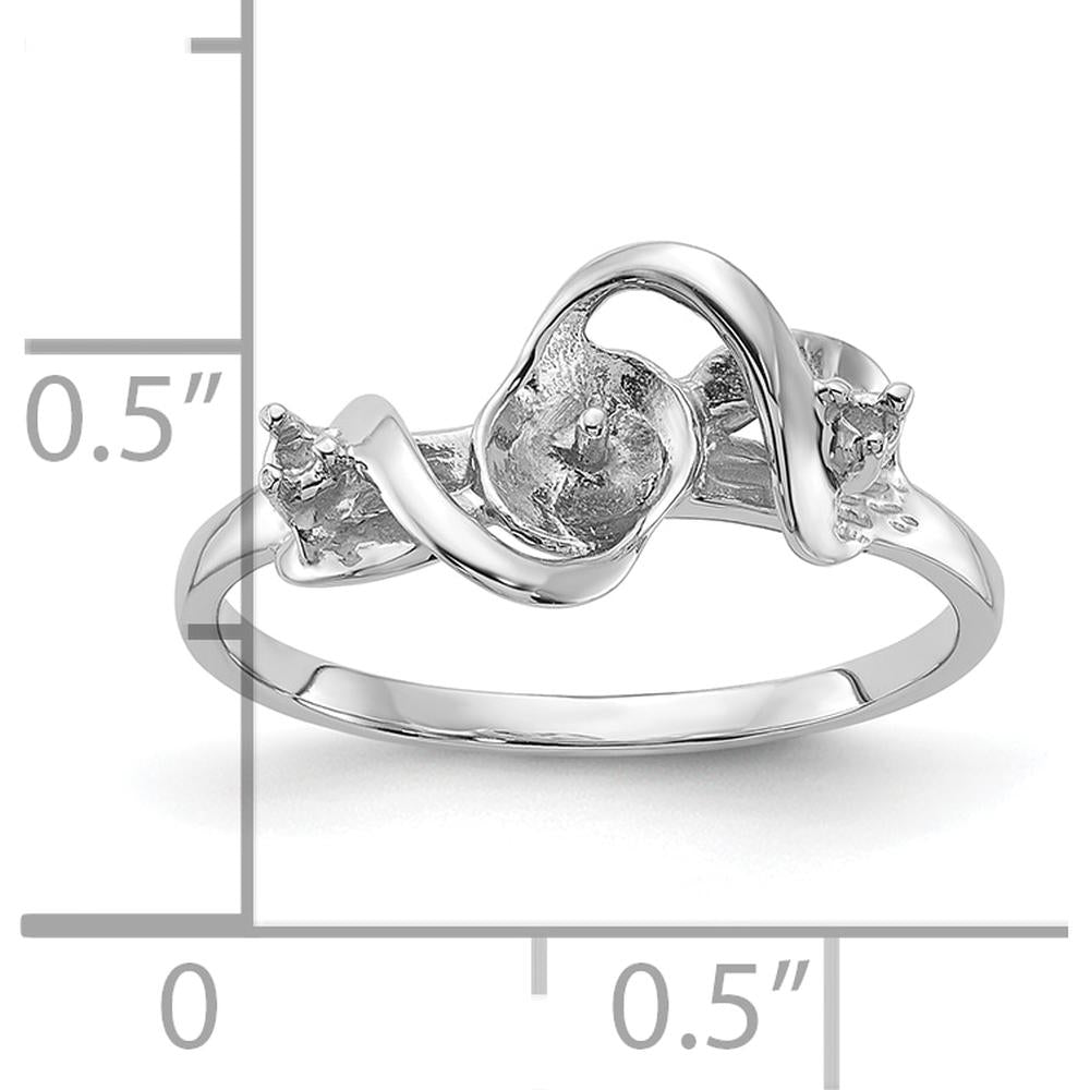14K White Gold Polished Diamond & Pearl Ring Mounting with Tapered Band - Customizable Design by Monteluci Fine Jewelry