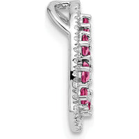 14K White Gold Polished Diamond and Pink Tourmaline Heart Pendant - 0.18 Carat Diamond, 0.69 Carat Pink Tourmaline by Oro Pregiato