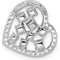 14K White Gold Polished Diamond and Pink Tourmaline Heart Pendant - 0.18 Carat Diamond, 0.69 Carat Pink Tourmaline by Oro Pregiato