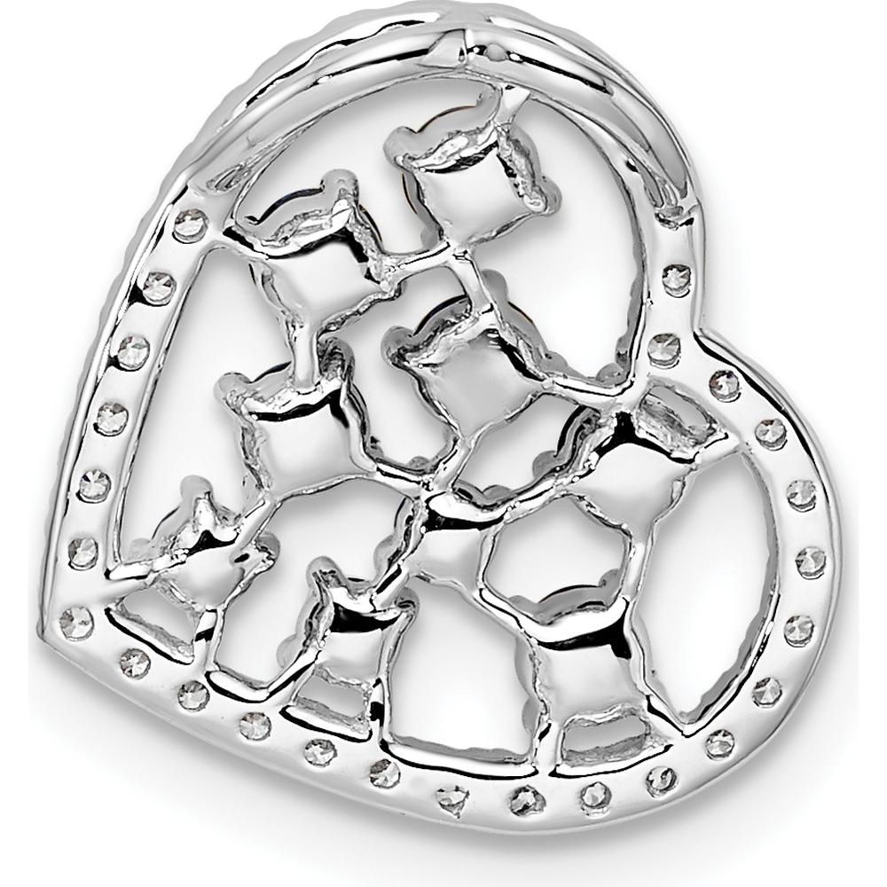 14K White Gold Polished Diamond and Pink Tourmaline Heart Pendant - 0.18 Carat Diamond, 0.69 Carat Pink Tourmaline by Oro Pregiato