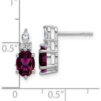 14K White Gold Polished Diamond and Rhodolite Garnet Twisted Drop Earrings - 0.12 Carat Total Garnet Weight, 0.068 Carat Total Diamond Weight by Oro Pregiato