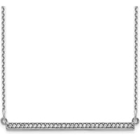 14K White Gold Polished Diamond Bar Necklace with 1/8 Carat of Round Diamonds - 18" by Oro Pregiato