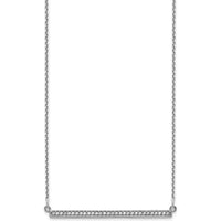 14K White Gold Polished Diamond Bar Necklace with 1/8 Carat of Round Diamonds - 18" by Oro Pregiato