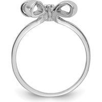 14K White Gold Polished Diamond Bow Ring Mounting - 0.02 Carat Diamond by Oro Pregiato