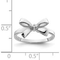 14K White Gold Polished Diamond Bow Ring Mounting - 0.02 Carat Diamond by Oro Pregiato