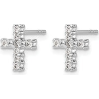 14K White Gold Polished Diamond Cross Post Earrings - 0.012 Carat Total Diamond Weight by Monteluci Fine Jewelry