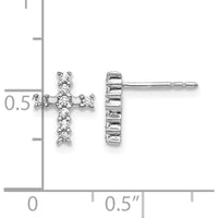 14K White Gold Polished Diamond Cross Post Earrings - 0.012 Carat Total Diamond Weight by Monteluci Fine Jewelry