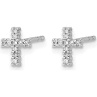 14K White Gold Polished Diamond Cross Post Earrings - 0.048 Carat Total Diamond Weight by Monteluci Fine Jewelry