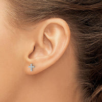 14K White Gold Polished Diamond Cross Post Earrings - 0.048 Carat Total Diamond Weight by Monteluci Fine Jewelry