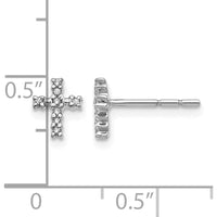 14K White Gold Polished Diamond Cross Post Earrings - 0.048 Carat Total Diamond Weight by Monteluci Fine Jewelry