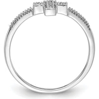 14K White Gold Polished Diamond Cross Ring with Round Diamonds - 0.05 Carat Total Diamond Weight by 0