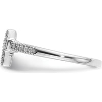 14K White Gold Polished Diamond Cross Ring with Round Diamonds - 0.05 Carat Total Diamond Weight by 0