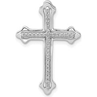 14K White Gold Polished Diamond Cross Slide Pendant with Natural Round Diamonds - 1/10 Carat Total Diamond Weight by Monteluci Fine Jewelry