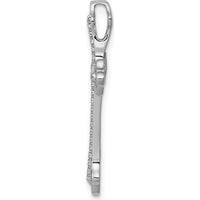 14K White Gold Polished Diamond Cross Slide Pendant with Natural Round Diamonds - 1/10 Carat Total Diamond Weight by Monteluci Fine Jewelry