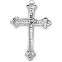 14K White Gold Polished Diamond Cross Slide Pendant with Natural Round Diamonds - 1/10 Carat Total Diamond Weight by Monteluci Fine Jewelry