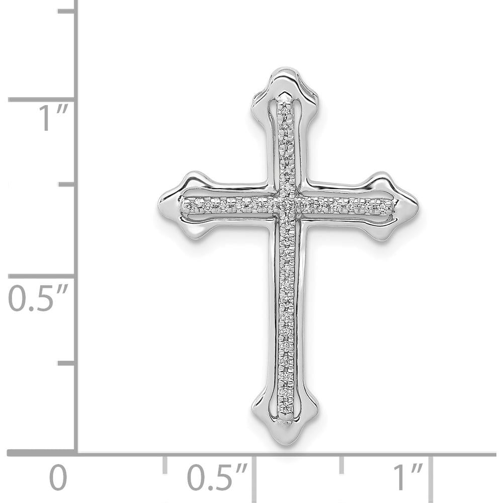 14K White Gold Polished Diamond Cross Slide Pendant with Natural Round Diamonds - 1/10 Carat Total Diamond Weight by Monteluci Fine Jewelry