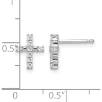 14K White Gold Polished Diamond Cross Stud Earrings - 0.064 Carat Total Diamond Weight by Oro Pregiato