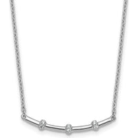 14K White Gold Polished Diamond Curved Bar Necklace - 1/20 Carat Total Diamond Weight by Oro Pregiato