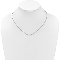14K White Gold Polished Diamond Curved Bar Necklace - 1/20 Carat Total Diamond Weight by Oro Pregiato