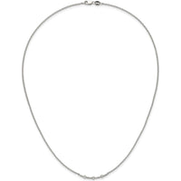 14K White Gold Polished Diamond Curved Bar Necklace - 1/20 Carat Total Diamond Weight by Oro Pregiato
